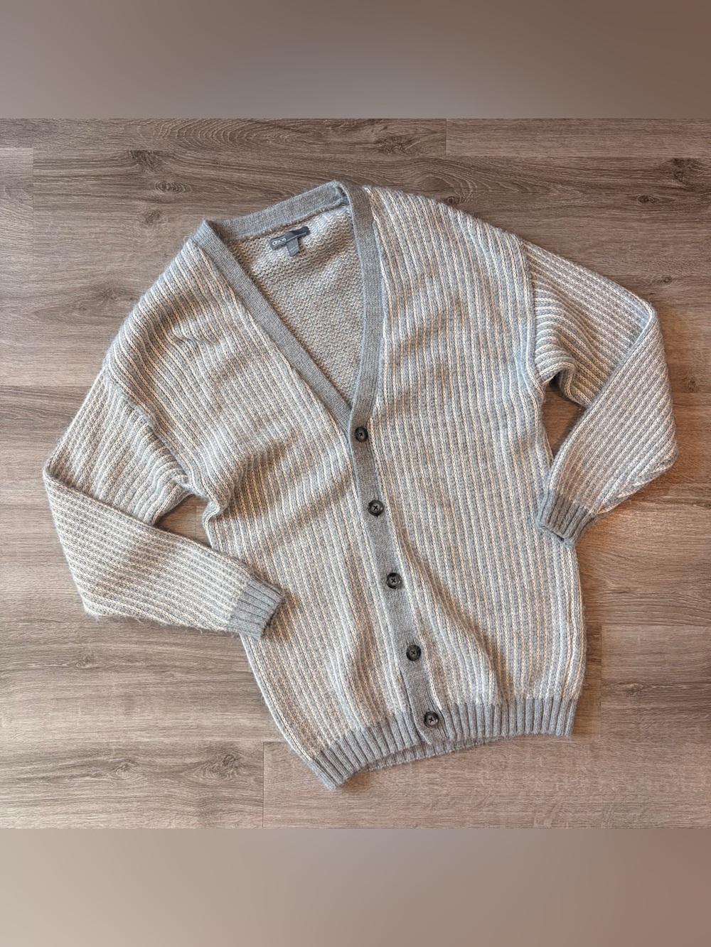 ASOS gray/white striped button down knit cardigan